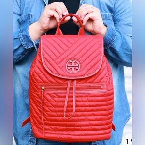 Tory Burch red quilted back pack new never used